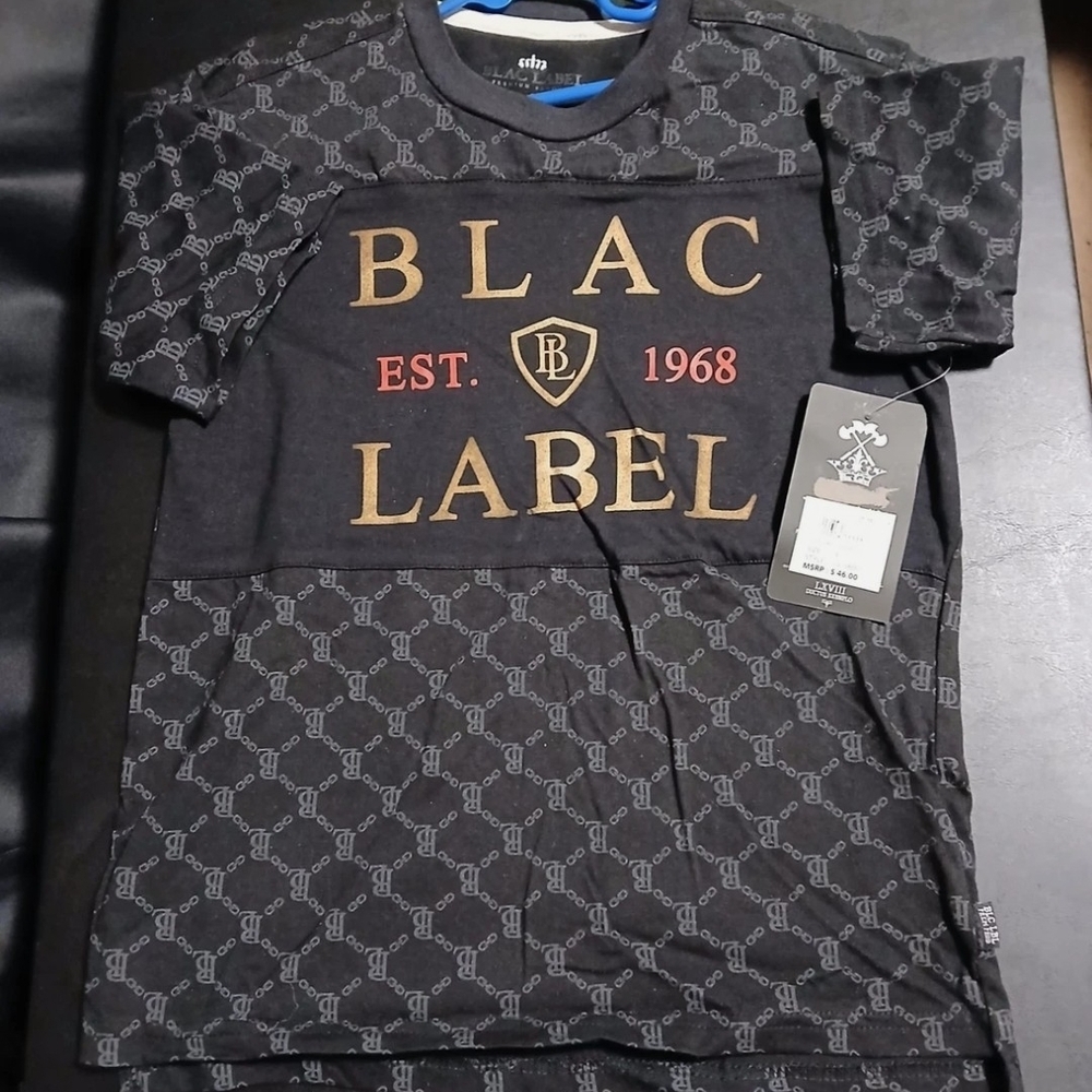 New With Tag Black Label Boys Size SBlack Label Kids Tee - Black with Gold Print